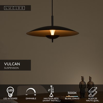 Lucide VULCAN - Suspension - Ø 47 cm - LED Dim. - 1x9W 3000K - Noir